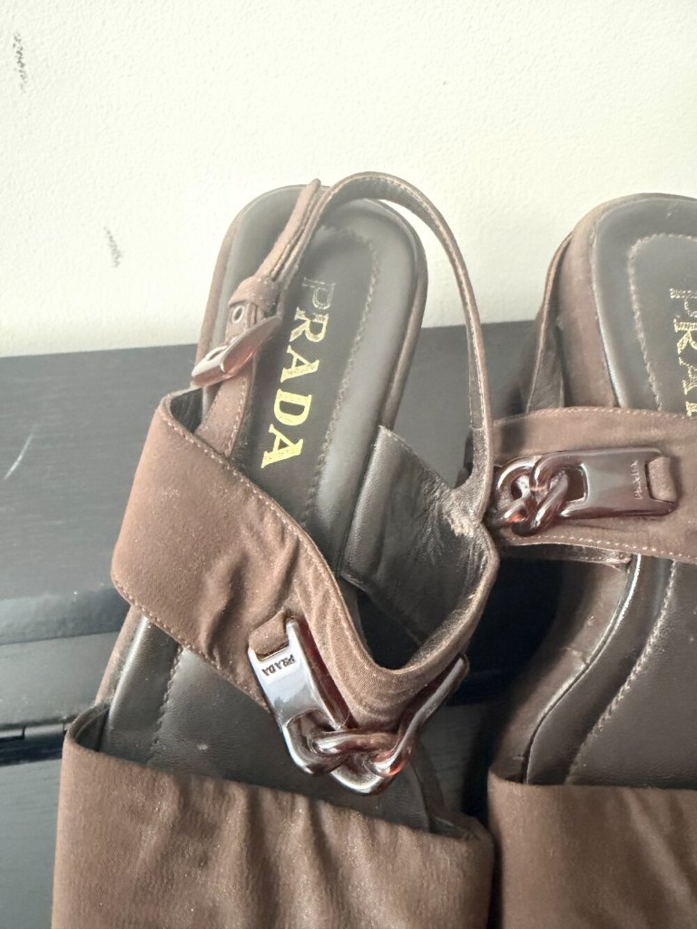 Prada Brown Platform Sandals w/ Logo Hardware | Size 39 - Picture 5 of 8